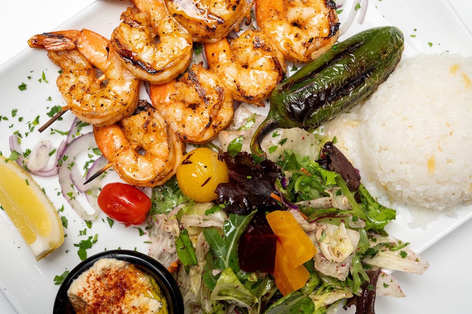 Grilled prawn platter at PiddeG